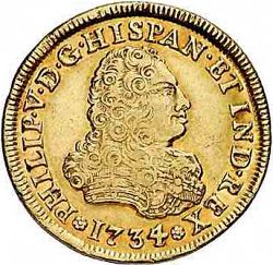 Large Obverse for 4 Escudos 1734 coin