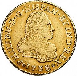 Large Obverse for 4 Escudos 1738 coin