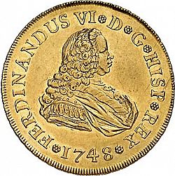 Large Obverse for 4 Escudos 1748 coin