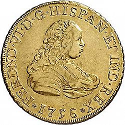 Large Obverse for 4 Escudos 1756 coin