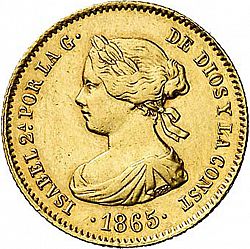 Large Obverse for 4 Escudos 1865 coin