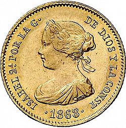 Large Obverse for 4 Escudos 1868 coin