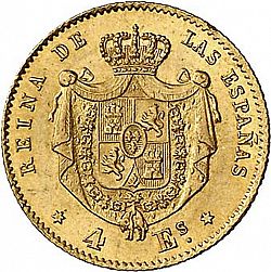 Large Reverse for 4 Escudos 1865 coin