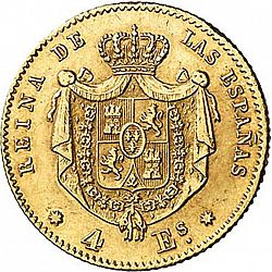 Large Reverse for 4 Escudos 1865 coin