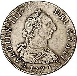 Large Obverse for 4 Reales 1774 coin