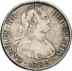 Large Obverse for 4 Reales 1793 coin