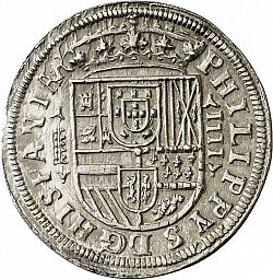 Large Obverse for 4 Reales 1589 coin