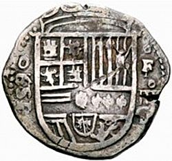 Large Obverse for 4 Reales 1590 coin