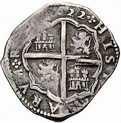 Large Reverse for 4 Reales 1622 coin