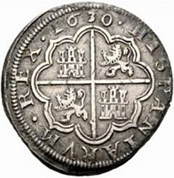 Large Reverse for 4 Reales 1630 coin
