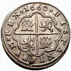 Large Reverse for 4 Reales 1660 coin