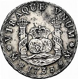 Large Reverse for 4 Reales 1733 coin