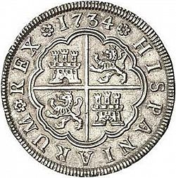 Large Reverse for 4 Reales 1734 coin