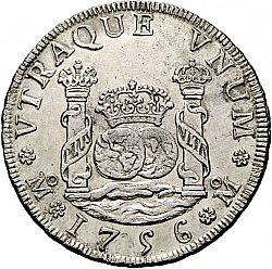 Large Reverse for 4 Reales 1756 coin