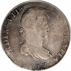 Large Obverse for 4 Reales 1817 coin