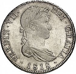 Large Obverse for 4 Reales 1818 coin