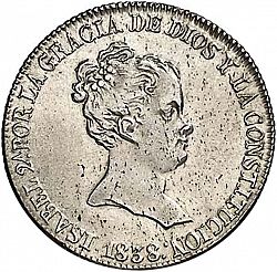Large Obverse for 4 Reales 1838 coin