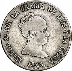 Large Obverse for 4 Reales 1843 coin