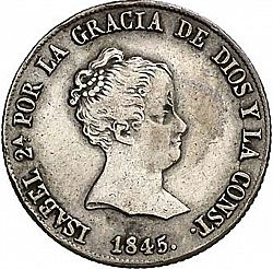 Large Obverse for 4 Reales 1845 coin