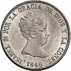 Large Obverse for 4 Reales 1848 coin