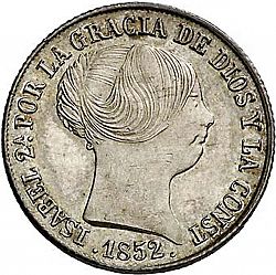 Large Obverse for 4 Reales 1852 coin