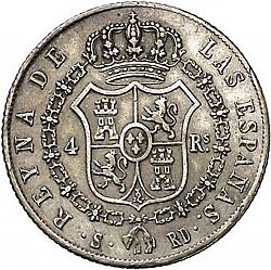 Large Reverse for 4 Reales 1845 coin