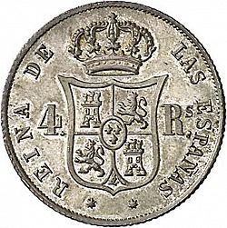 Large Reverse for 4 Reales 1852 coin