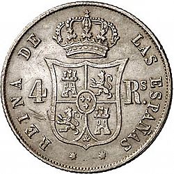 Large Reverse for 4 Reales 1862 coin