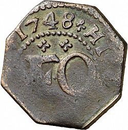 Large Obverse for 4 Cornados 1748 coin