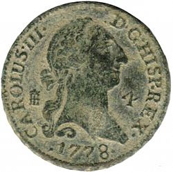 Large Obverse for 4 Maravedies 1778 coin