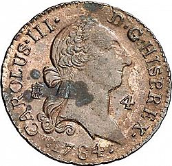 Large Obverse for 4 Maravedies 1784 coin