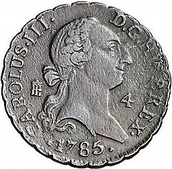 Large Obverse for 4 Maravedies 1785 coin