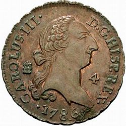 Large Obverse for 4 Maravedies 1786 coin