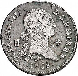 Large Obverse for 4 Maravedies 1788 coin
