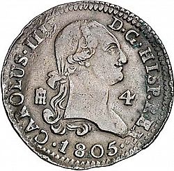 Large Obverse for 4 Maravedies 1805 coin