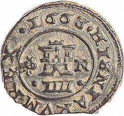 Large Reverse for 4 Maravedies 1663 coin