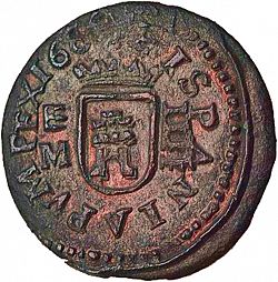 Large Reverse for 4 Maravedies 1664 coin