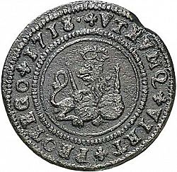 Large Reverse for 4 Maravedies 1718 coin