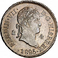 Large Obverse for 4 Maravedies 1825 coin