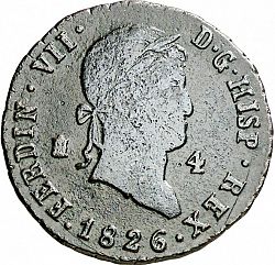 Large Obverse for 4 Maravedies 1826 coin