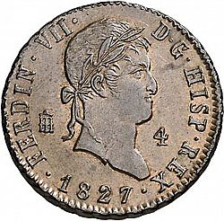 Large Obverse for 4 Maravedies 1827 coin