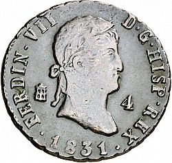 Large Obverse for 4 Maravedies 1831 coin
