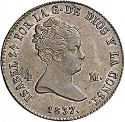Large Obverse for 4 Maravedies 1837 coin