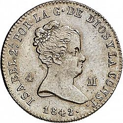 Large Obverse for 4 Maravedies 1842 coin