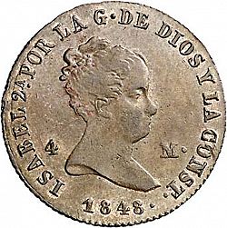 Large Obverse for 4 Maravedies 1848 coin