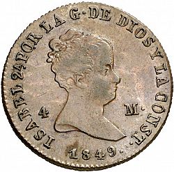Large Obverse for 4 Maravedies 1849 coin