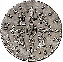 Large Reverse for 4 Maravedies 1843 coin