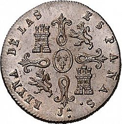 Large Reverse for 4 Maravedies 1846 coin