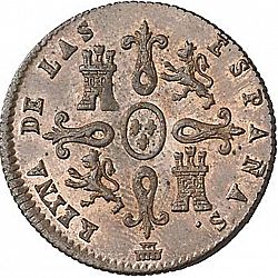 Large Reverse for 4 Maravedies 1847 coin