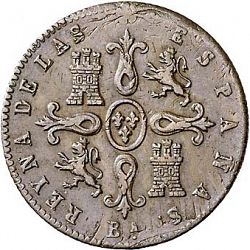 Large Reverse for 4 Maravedies 1855 coin